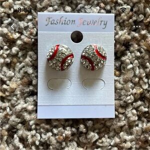 Baseball bling earrings